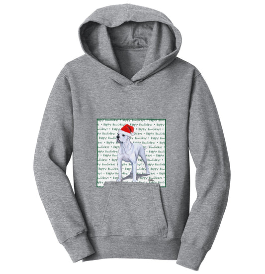 American Bulldog Happy Howlidays Text - Kids' Unisex Hoodie Sweatshirt