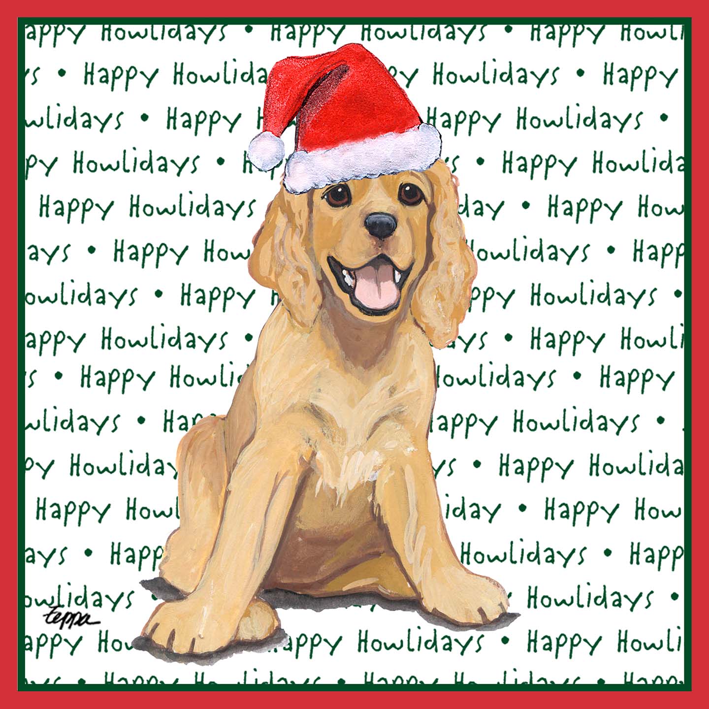Cocker Spaniel Puppy Happy Howlidays Text - Adult Unisex T-Shirt
