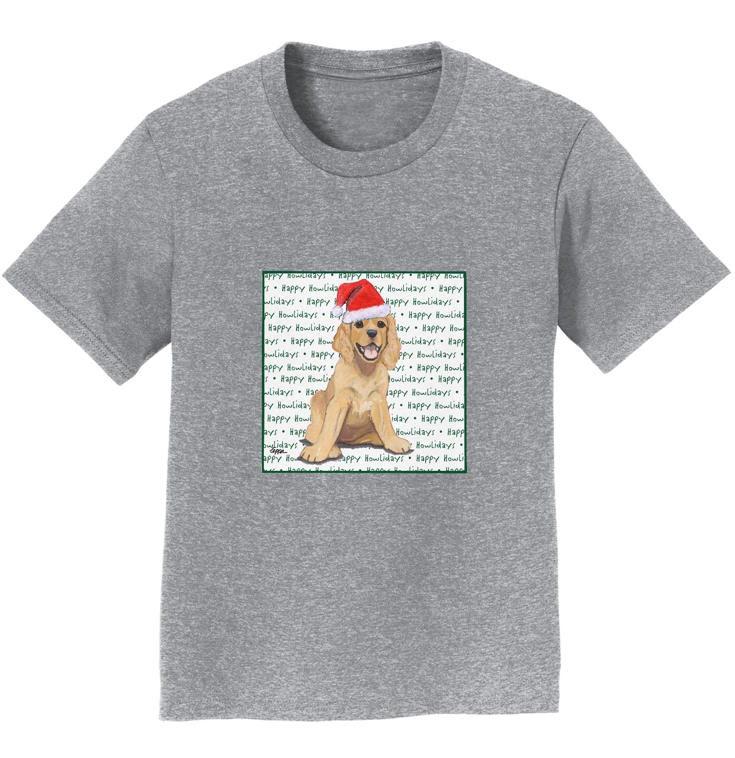 Cocker Spaniel Puppy Happy Howlidays Text - Kids' Unisex T-Shirt
