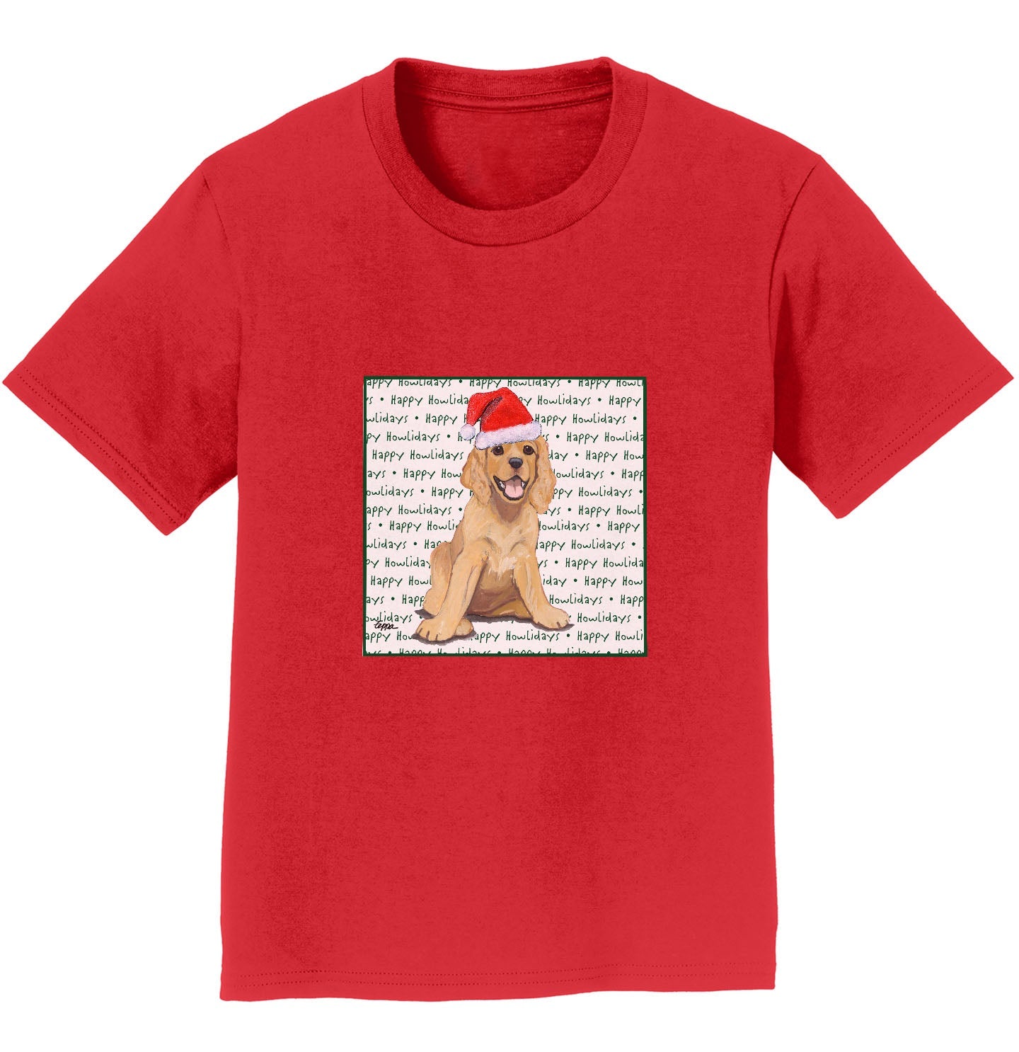 Cocker Spaniel Puppy Happy Howlidays Text - Kids' Unisex T-Shirt