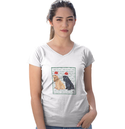 Cocker Spaniel Happy Howlidays Text - Women's V-Neck T-Shirt