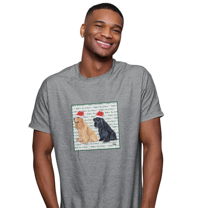 Cocker Spaniel Happy Howlidays Text - Adult Unisex T-Shirt