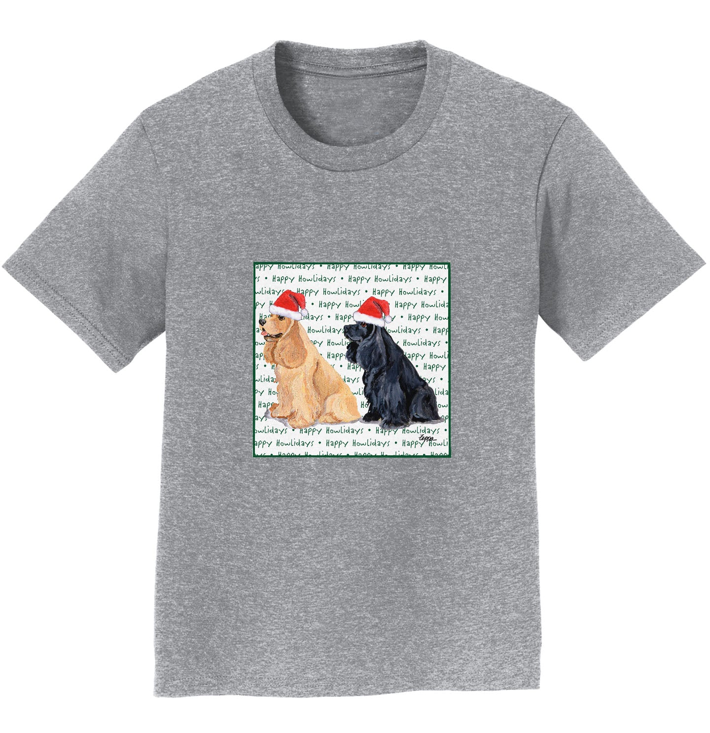 Cocker Spaniel Happy Howlidays Text - Kids' Unisex T-Shirt