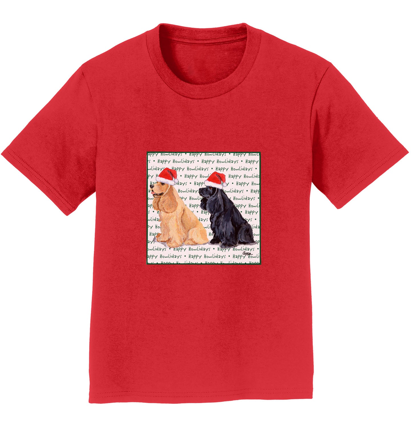 Cocker Spaniel Happy Howlidays Text - Kids' Unisex T-Shirt