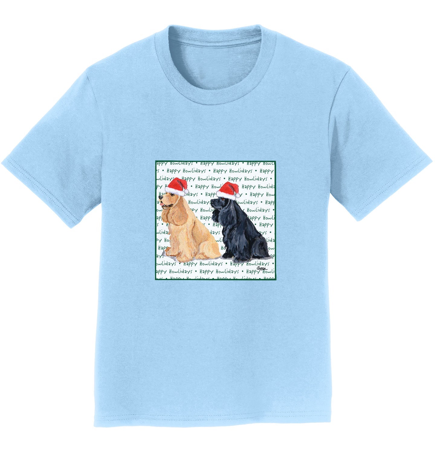 Cocker Spaniel Happy Howlidays Text - Kids' Unisex T-Shirt