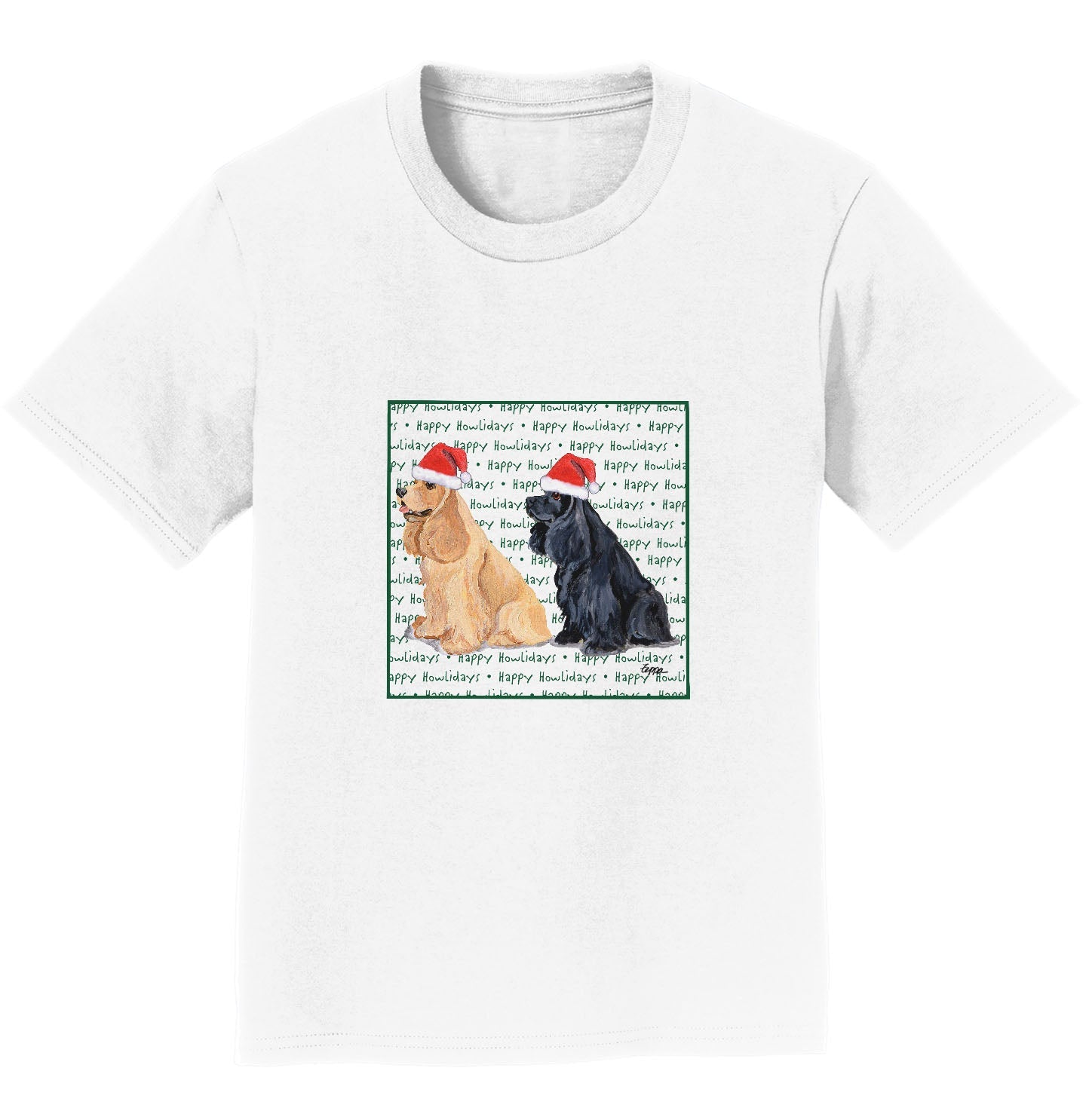 Cocker Spaniel Happy Howlidays Text - Kids' Unisex T-Shirt