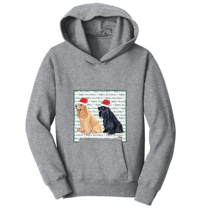 Cocker Spaniel Happy Howlidays Text - Kids' Unisex Hoodie Sweatshirt