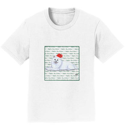 American Eskimo Dog Happy Howlidays Text - Kids' Unisex T-Shirt