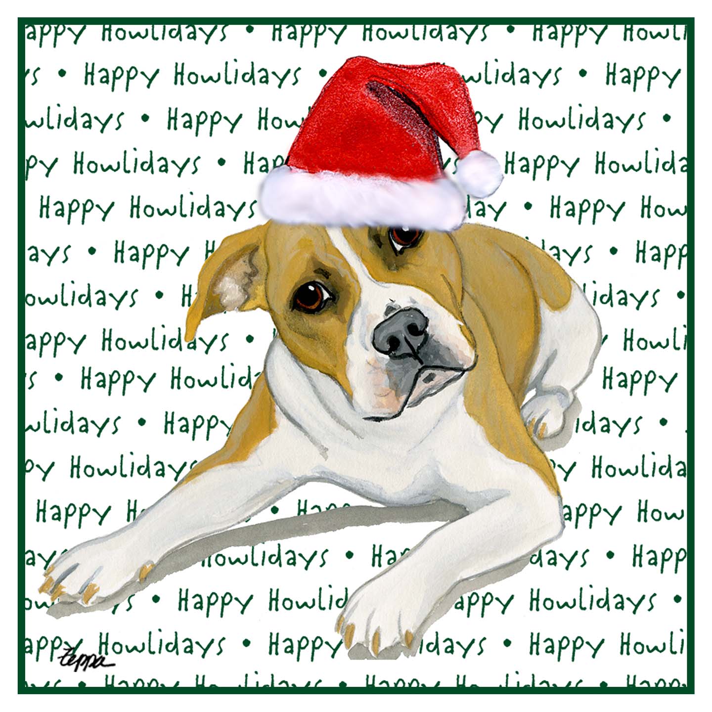 Pit Bull Happy Howlidays Text - Adult Unisex Hoodie Sweatshirt