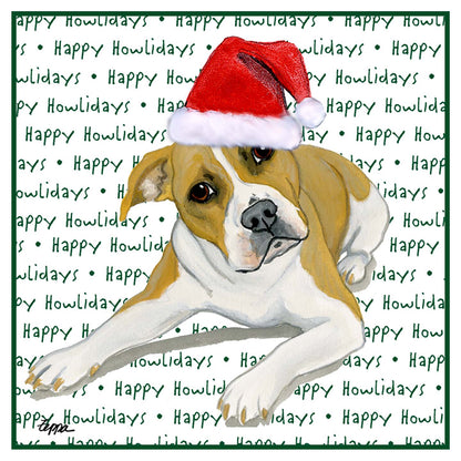 Pit Bull Happy Howlidays Text - Adult Unisex Hoodie Sweatshirt