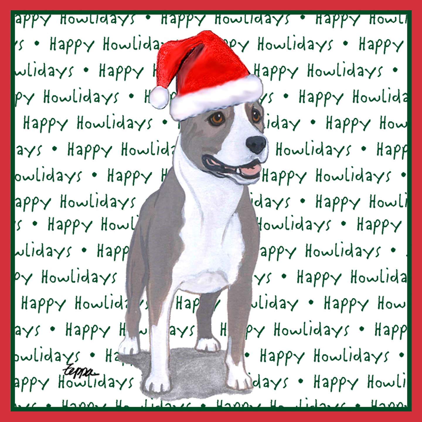 American Staffordshire Terrier Happy Howlidays Text - Adult Unisex Long Sleeve T-Shirt