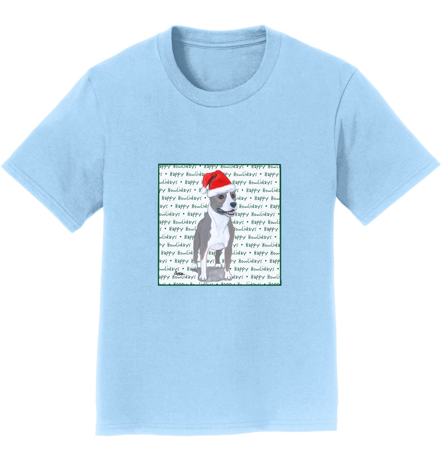 American Staffordshire Terrier Happy Howlidays Text - Kids' Unisex T-Shirt