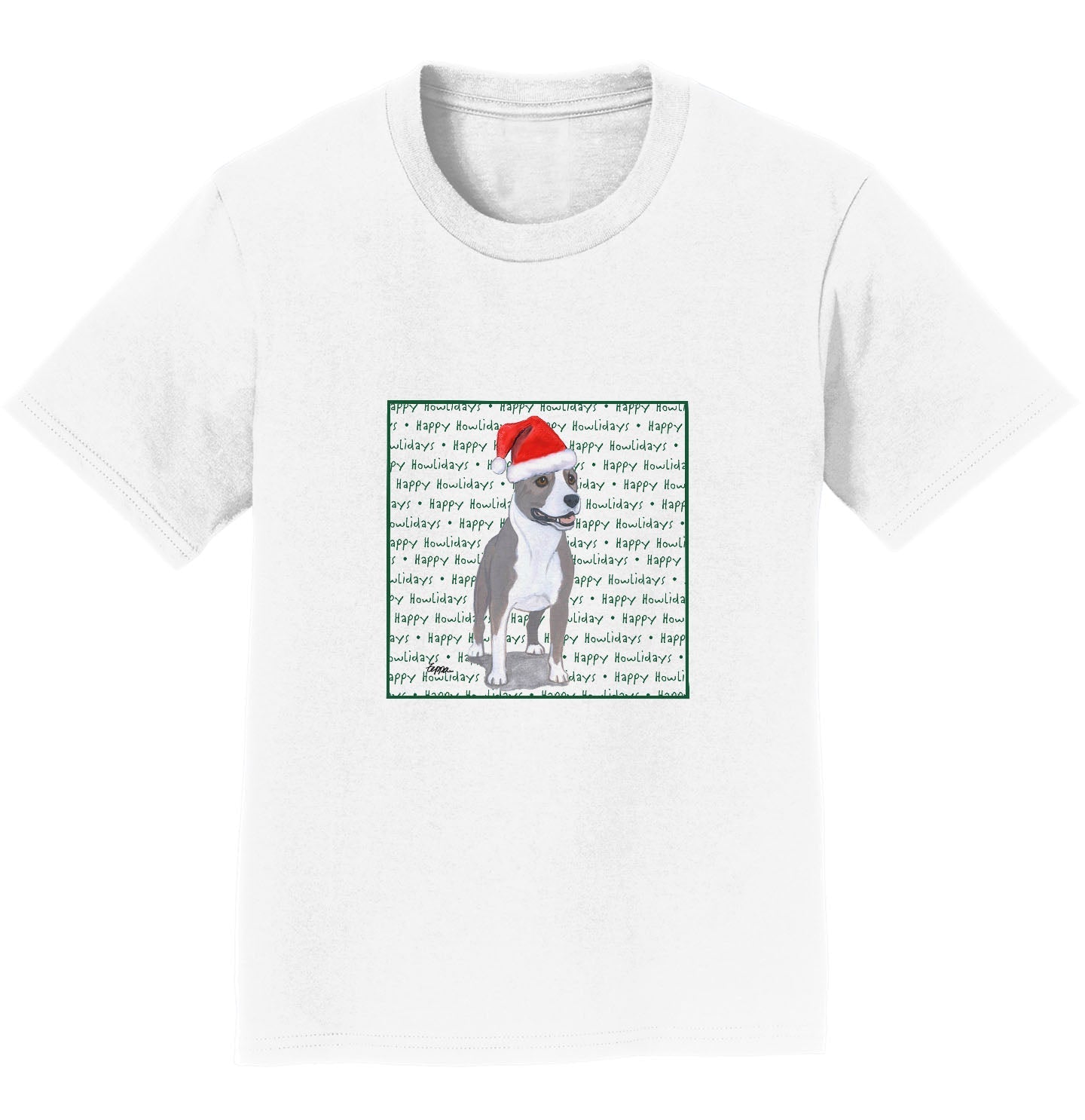 American Staffordshire Terrier Happy Howlidays Text - Kids' Unisex T-Shirt