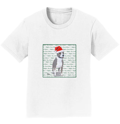 American Staffordshire Terrier Happy Howlidays Text - Kids' Unisex T-Shirt