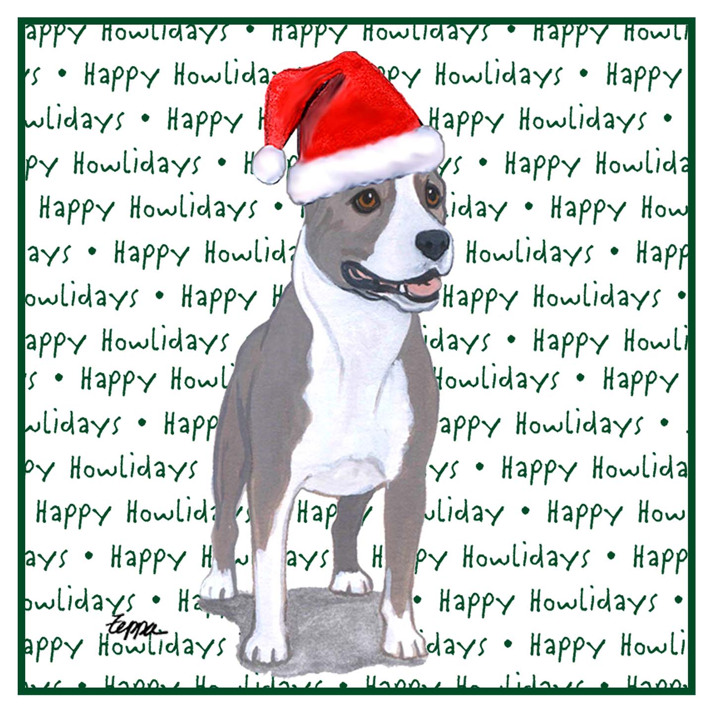 American Staffordshire Terrier Happy Howlidays Text - Adult Unisex Hoodie Sweatshirt