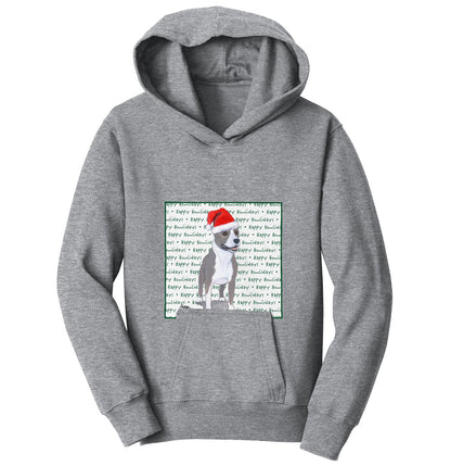 American Staffordshire Terrier Happy Howlidays Text - Kids' Unisex Hoodie Sweatshirt