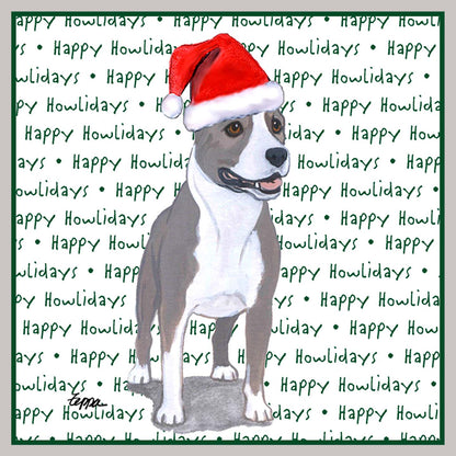 American Staffordshire Terrier Happy Howlidays Text - Kids' Unisex Hoodie Sweatshirt