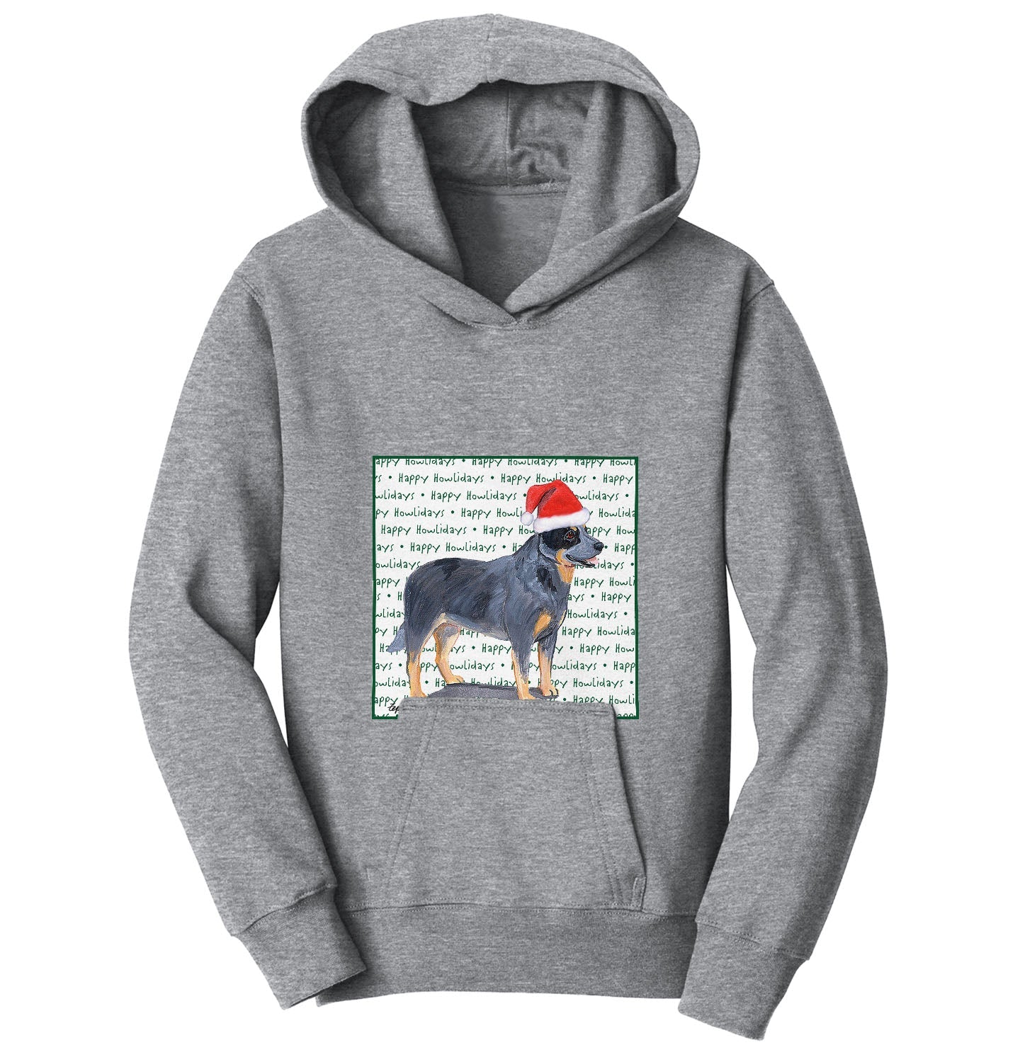 Australian Cattle Dog Happy Howlidays Text - Kids' Unisex Hoodie Sweatshirt
