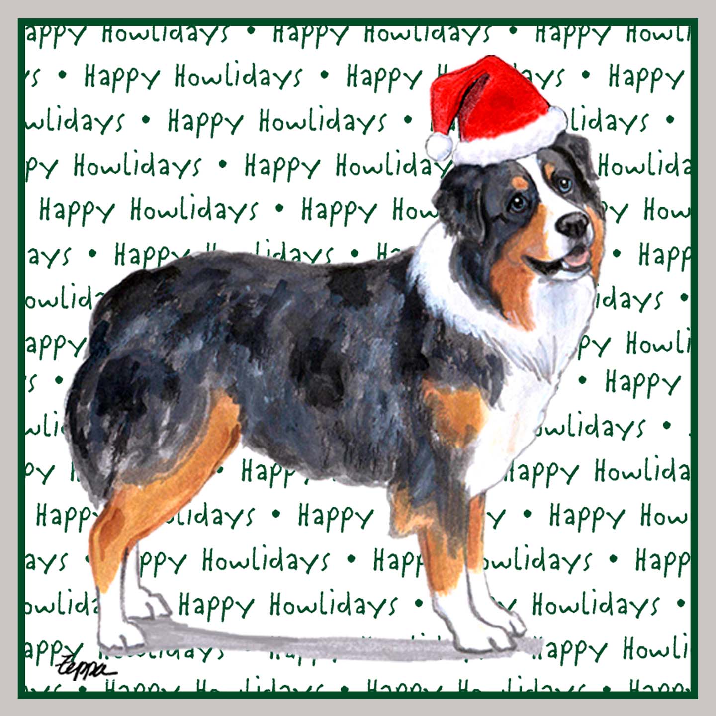 Australian Shepherd Happy Howlidays Text - Women's V-Neck Long Sleeve T-Shirt