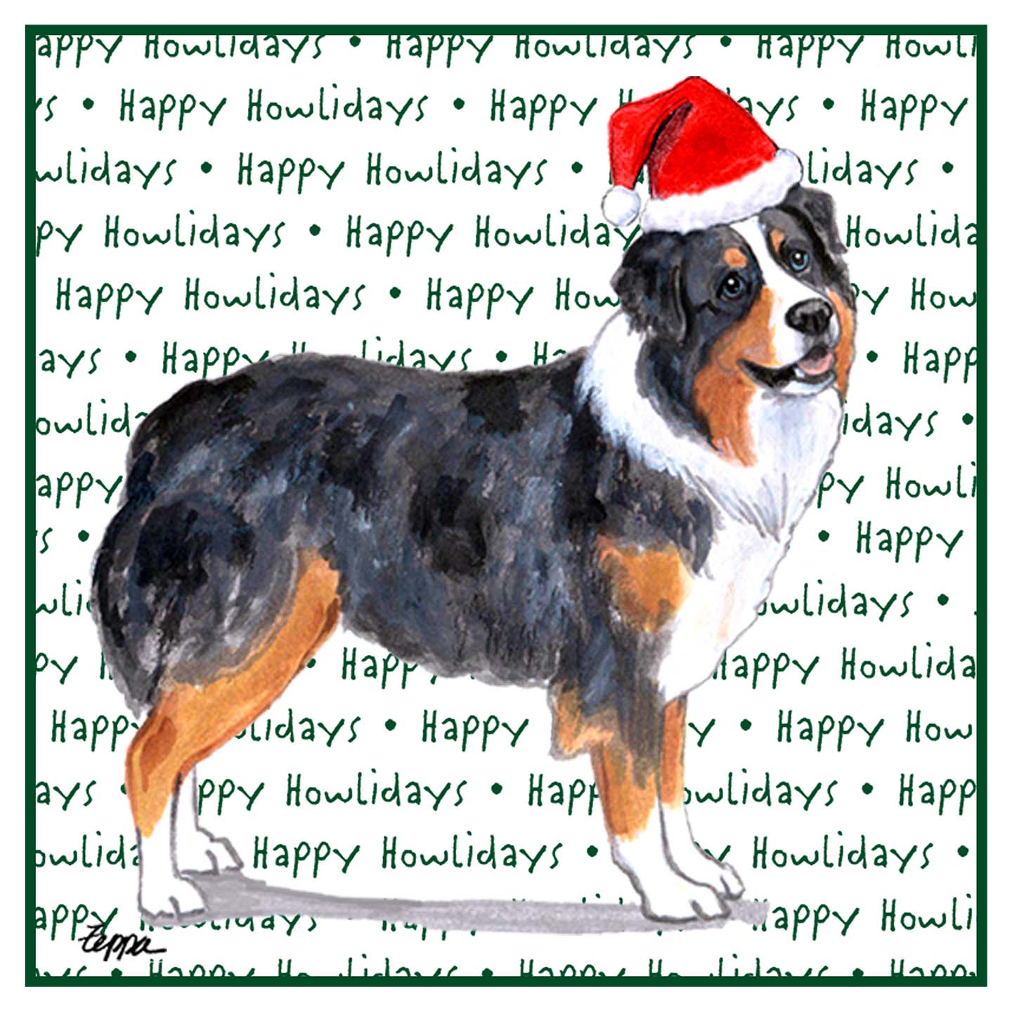 Australian Shepherd Happy Howlidays Text - Women's V-Neck T-Shirt