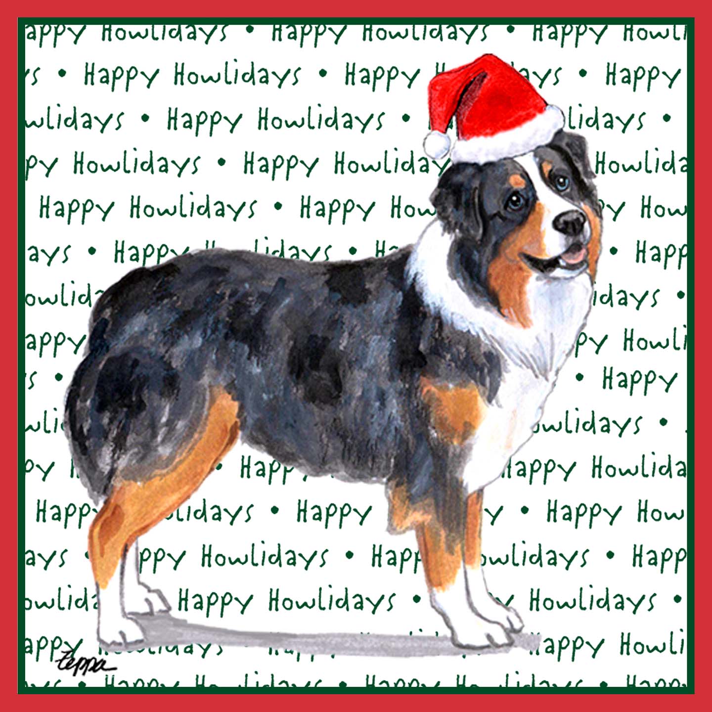 Australian Shepherd Happy Howlidays Text - Adult Unisex Long Sleeve T-Shirt