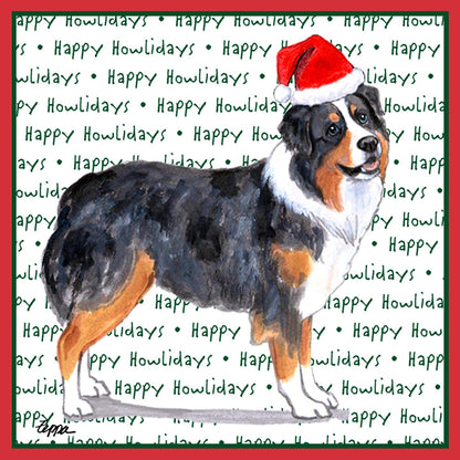 Australian Shepherd Happy Howlidays Text - Adult Unisex Long Sleeve T-Shirt