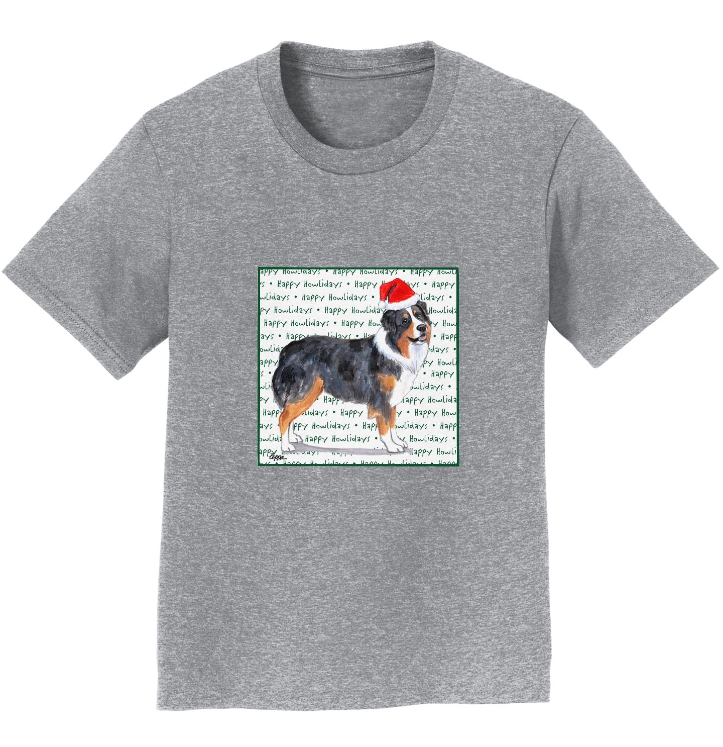Australian Shepherd Happy Howlidays Text - Kids' Unisex T-Shirt