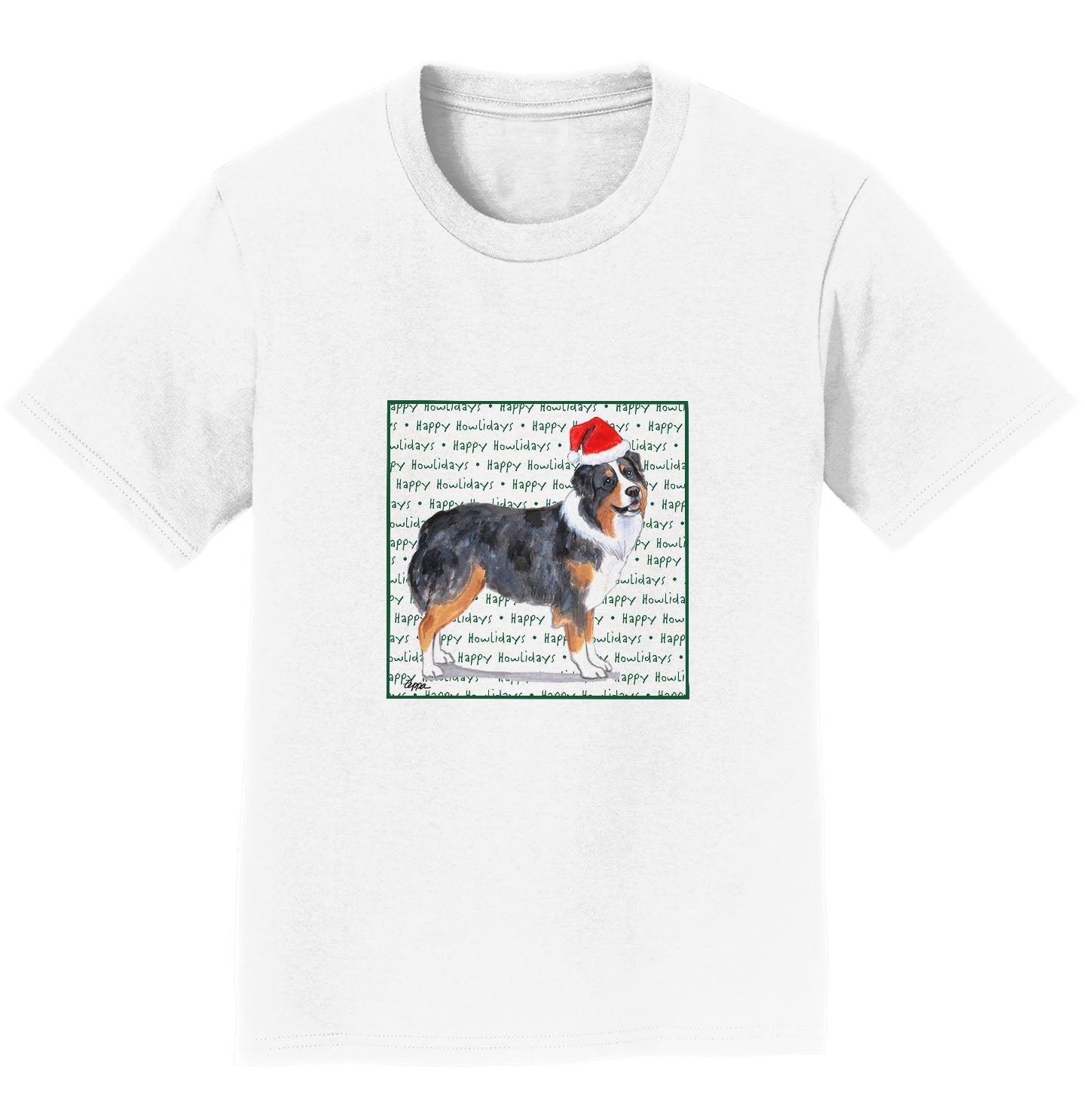 Australian Shepherd Happy Howlidays Text - Kids' Unisex T-Shirt
