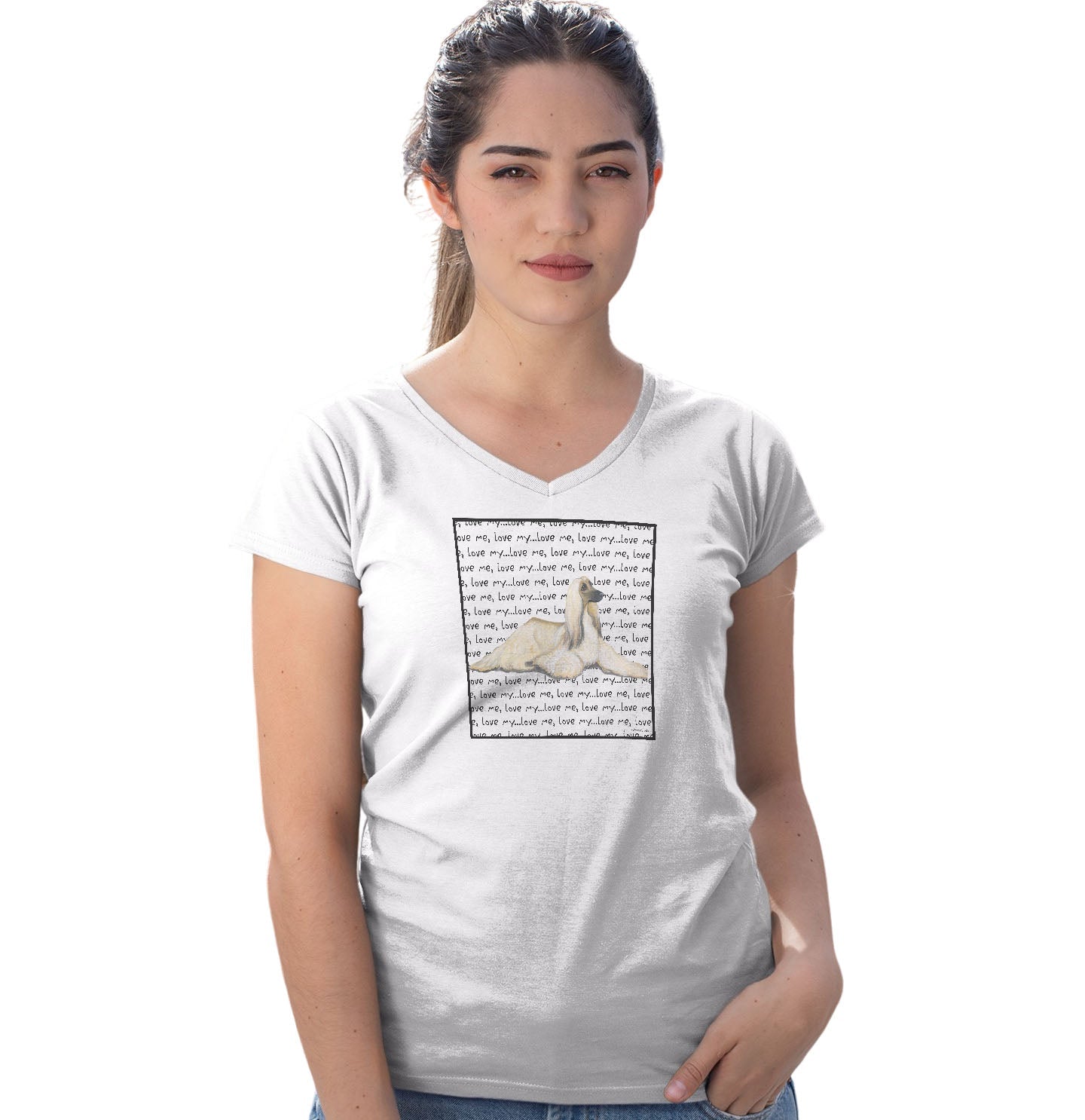 Afghan Hound Love Text - Women's V-Neck T-Shirt