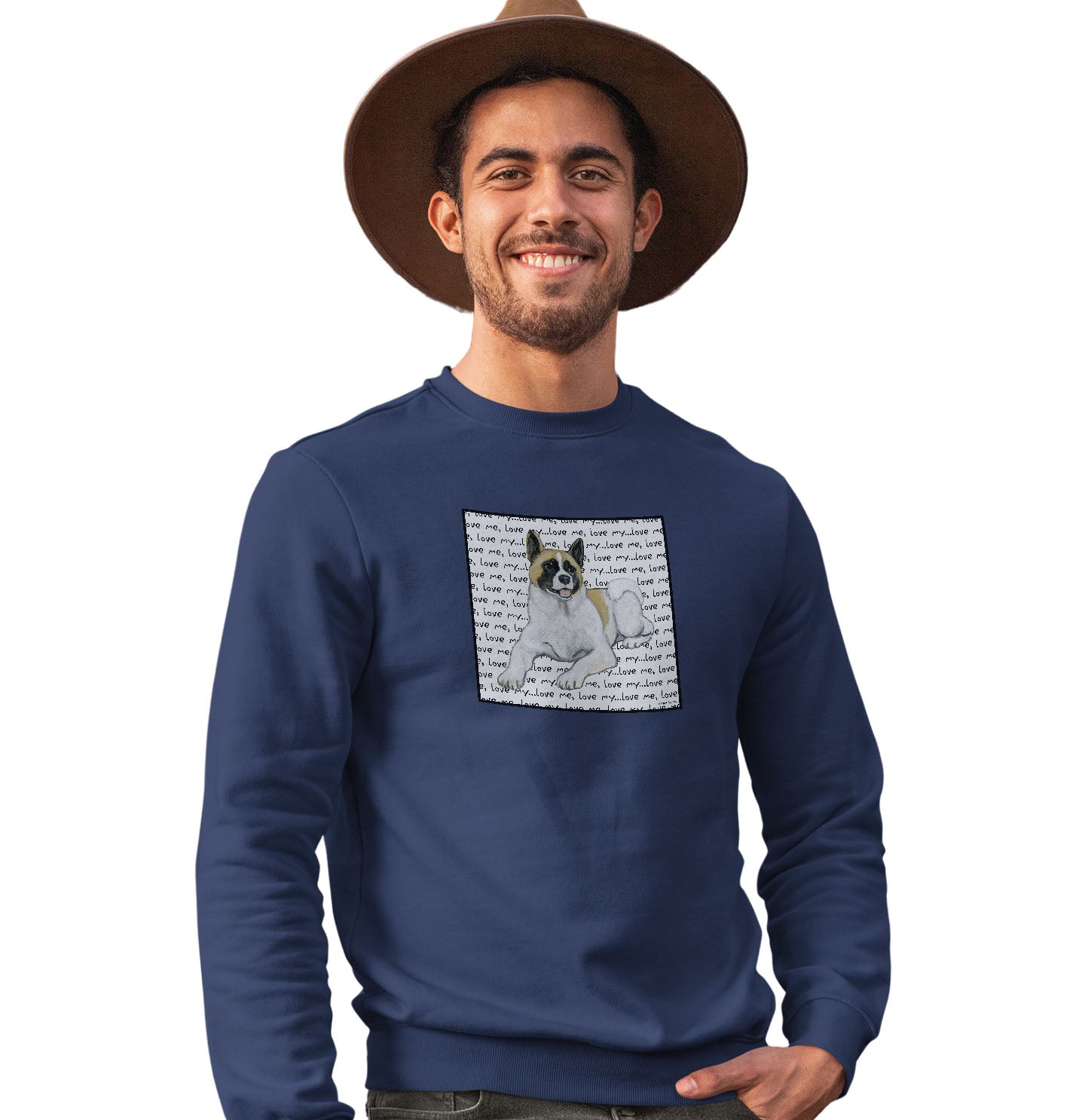 Akita Love Text - Adult Unisex Crewneck Sweatshirt