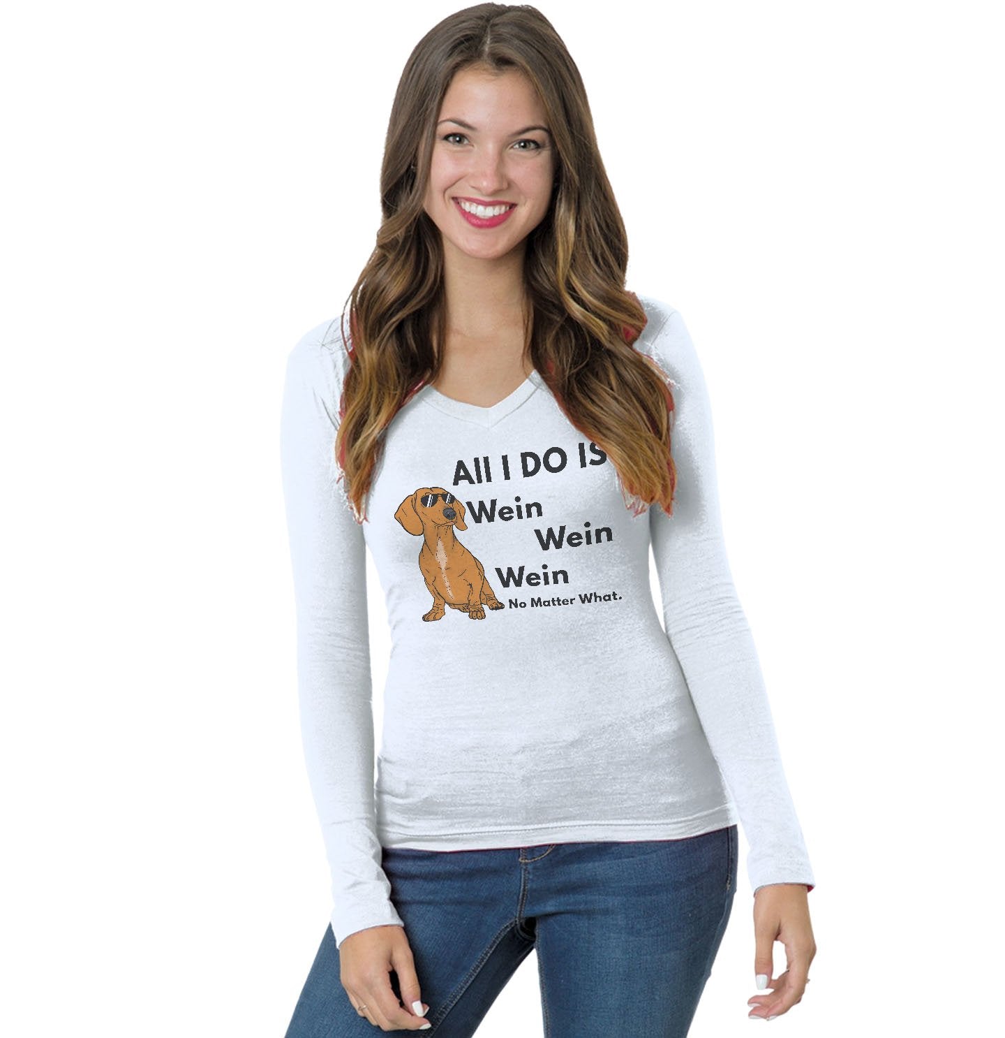 All I Do Is Wien | Dachshunds Wiener Dogs - Women's V-Neck Long Sleeve T-Shirt