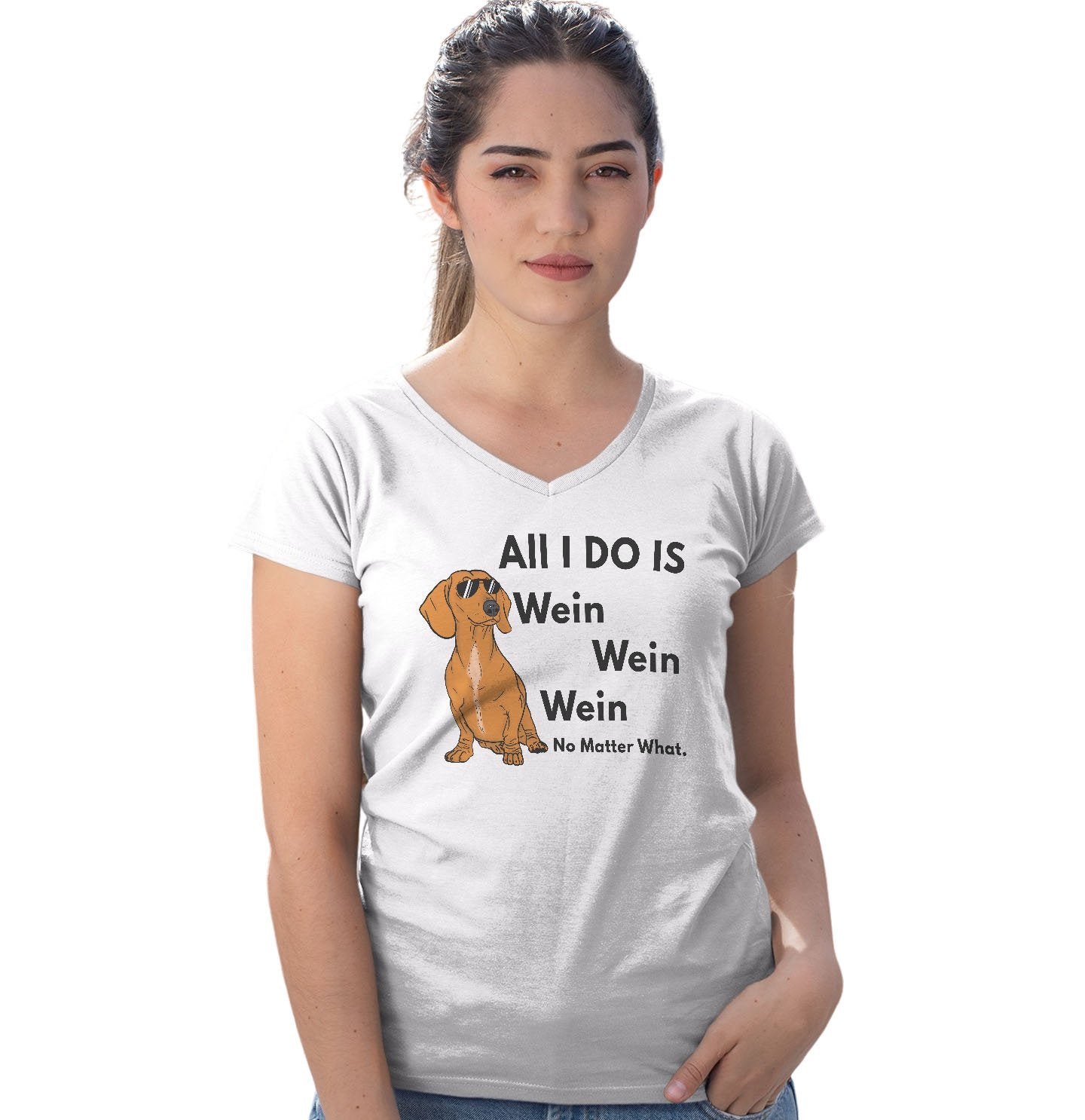 All I Do Is Wien | Dachshunds Wiener Dogs - Women's V-Neck T-Shirt