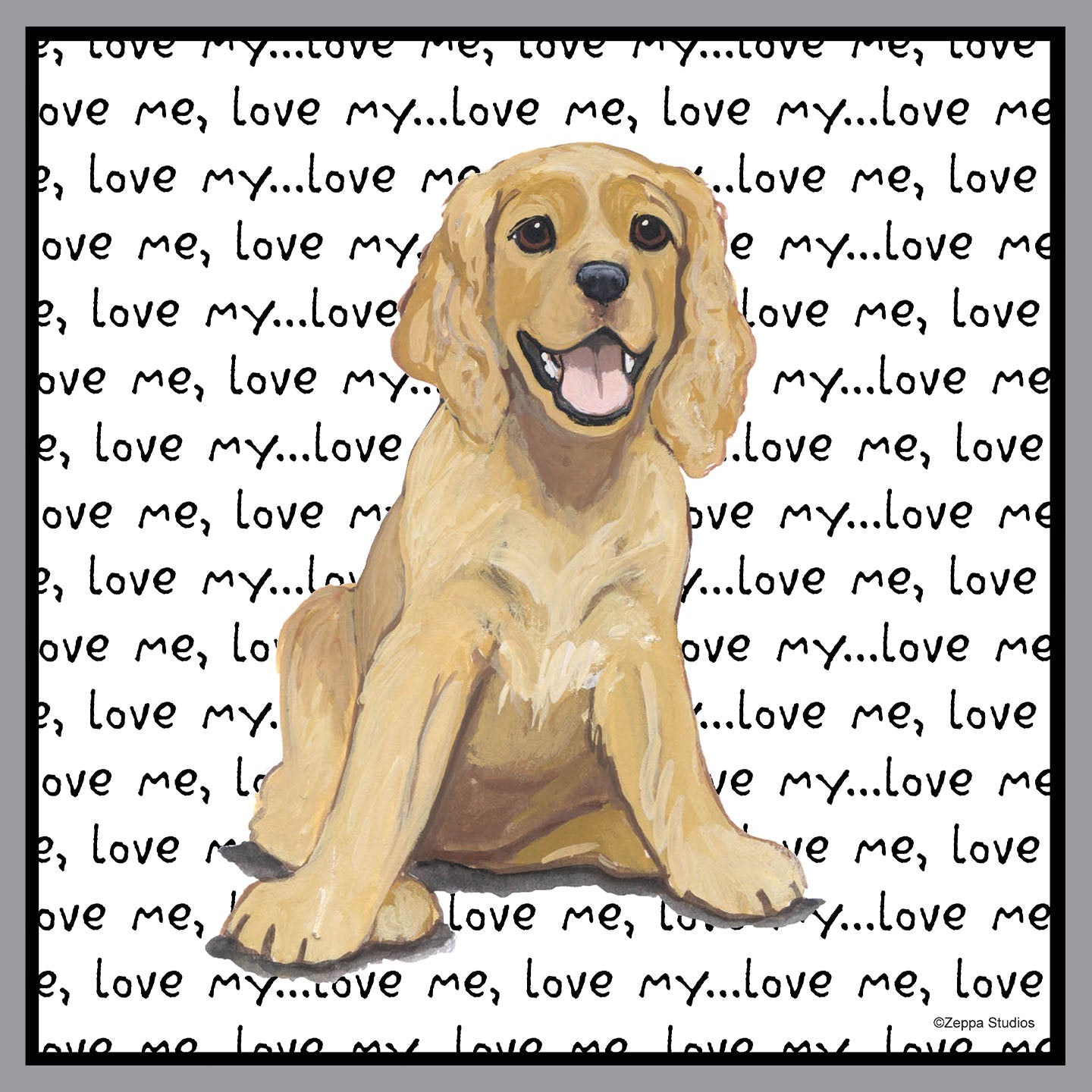 American Cocker Spaniel Puppy Love Text - Adult Unisex Crewneck Sweatshirt