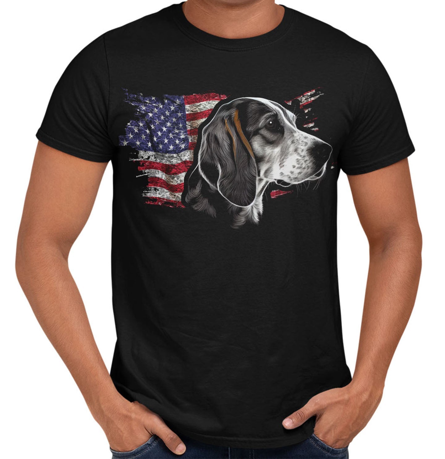 Patriotic American English Coonhound American Flag - Adult Unisex T-Shirt