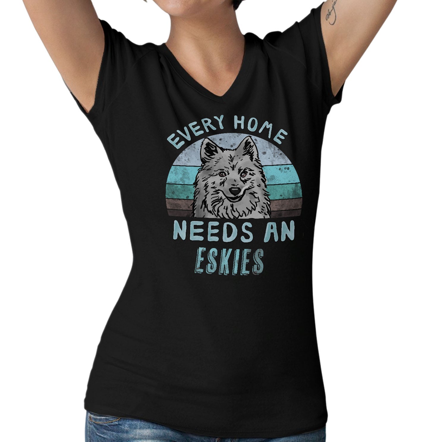 Every Home Needs a American Eskimo Dog - Women's V-Neck T-Shirt