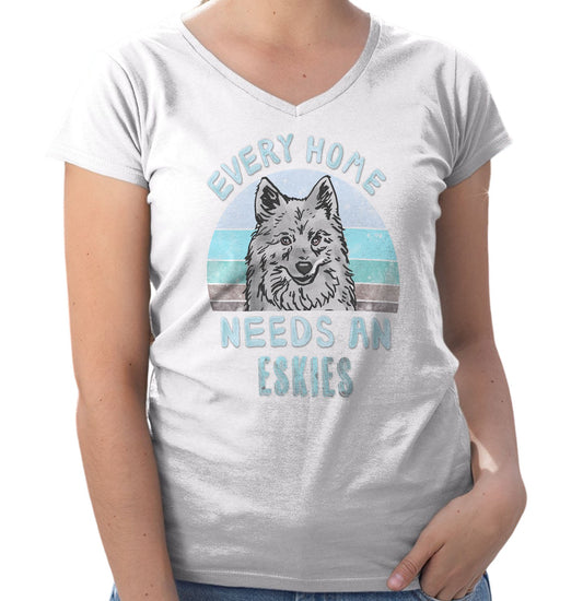 Every Home Needs a American Eskimo Dog - Women's V-Neck T-Shirt