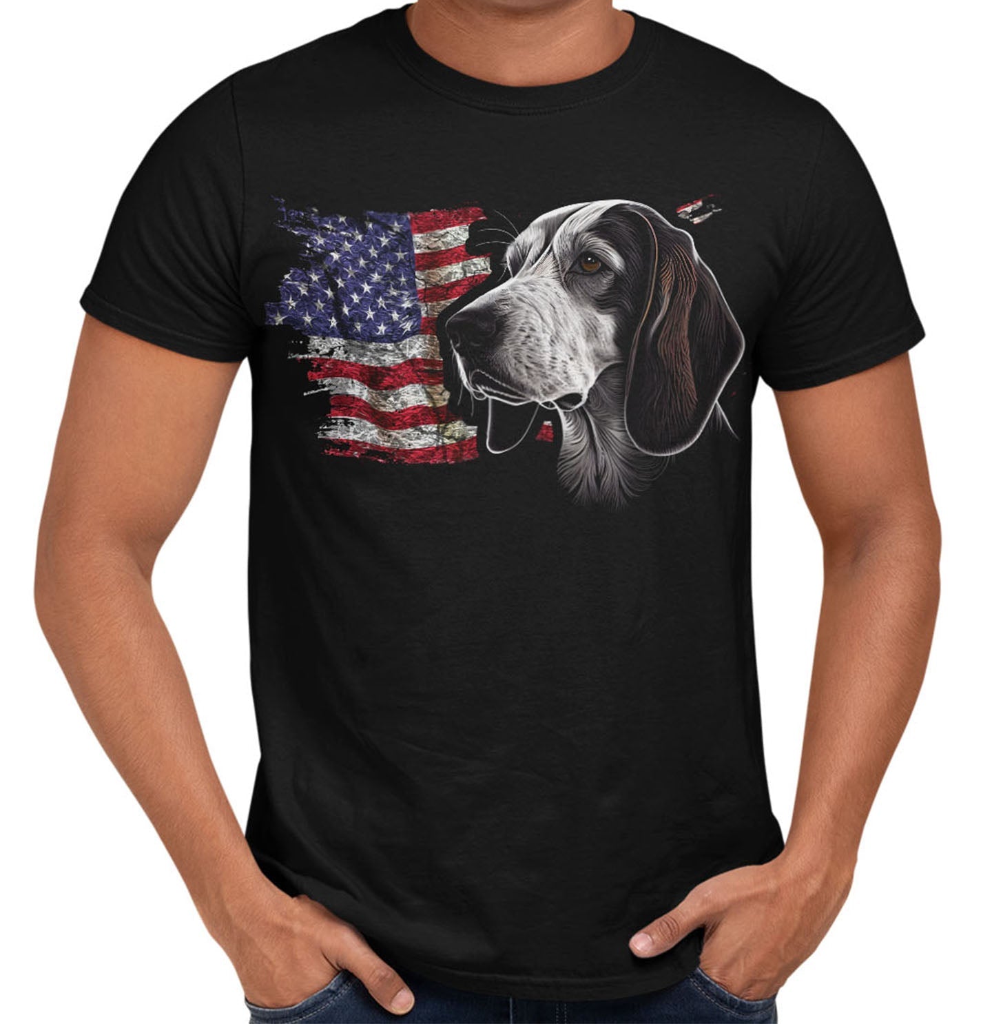 Patriotic American Foxhound American Flag - Adult Unisex T-Shirt