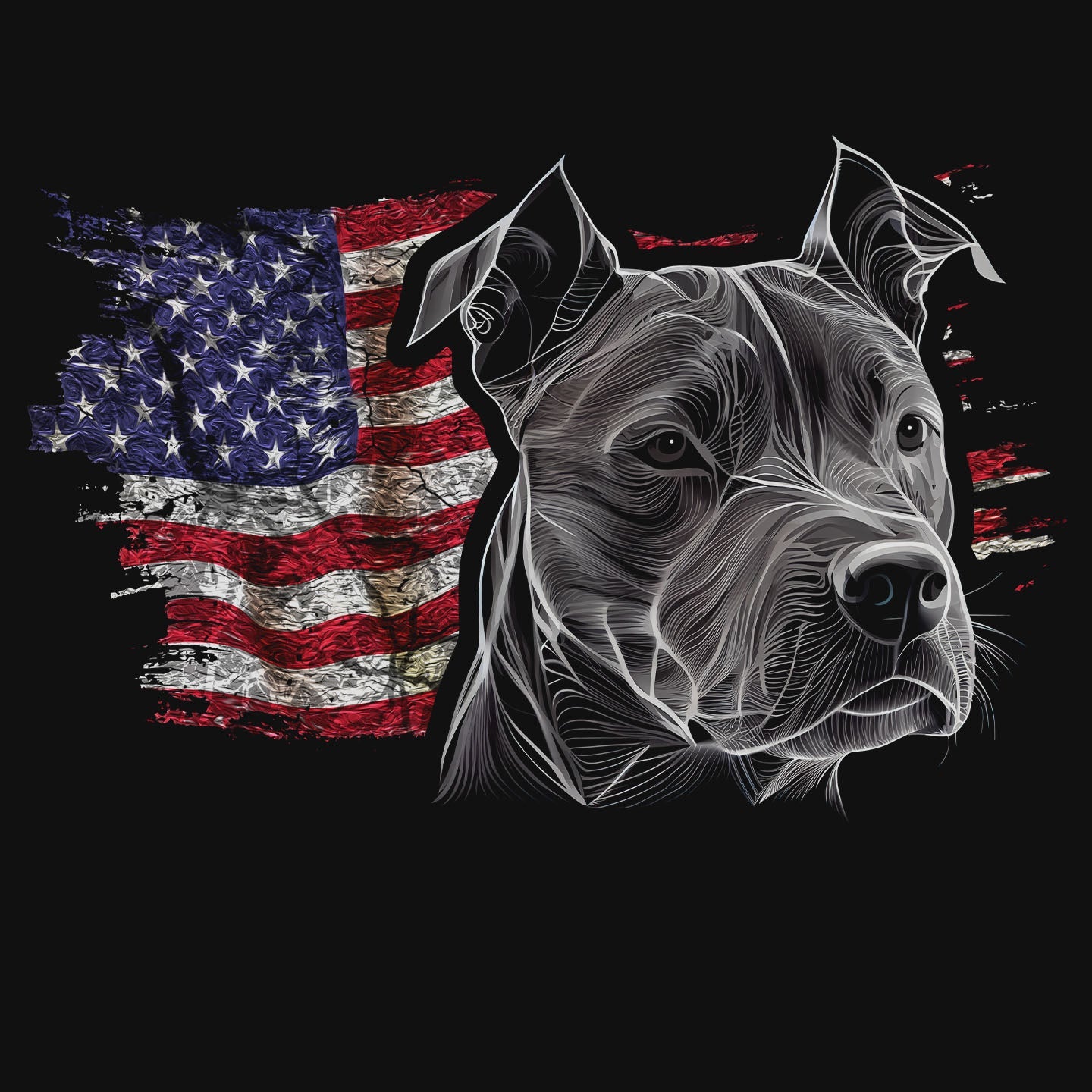 Patriotic American Staffordshire Terrier American Flag - Women's V-Neck T-Shirt