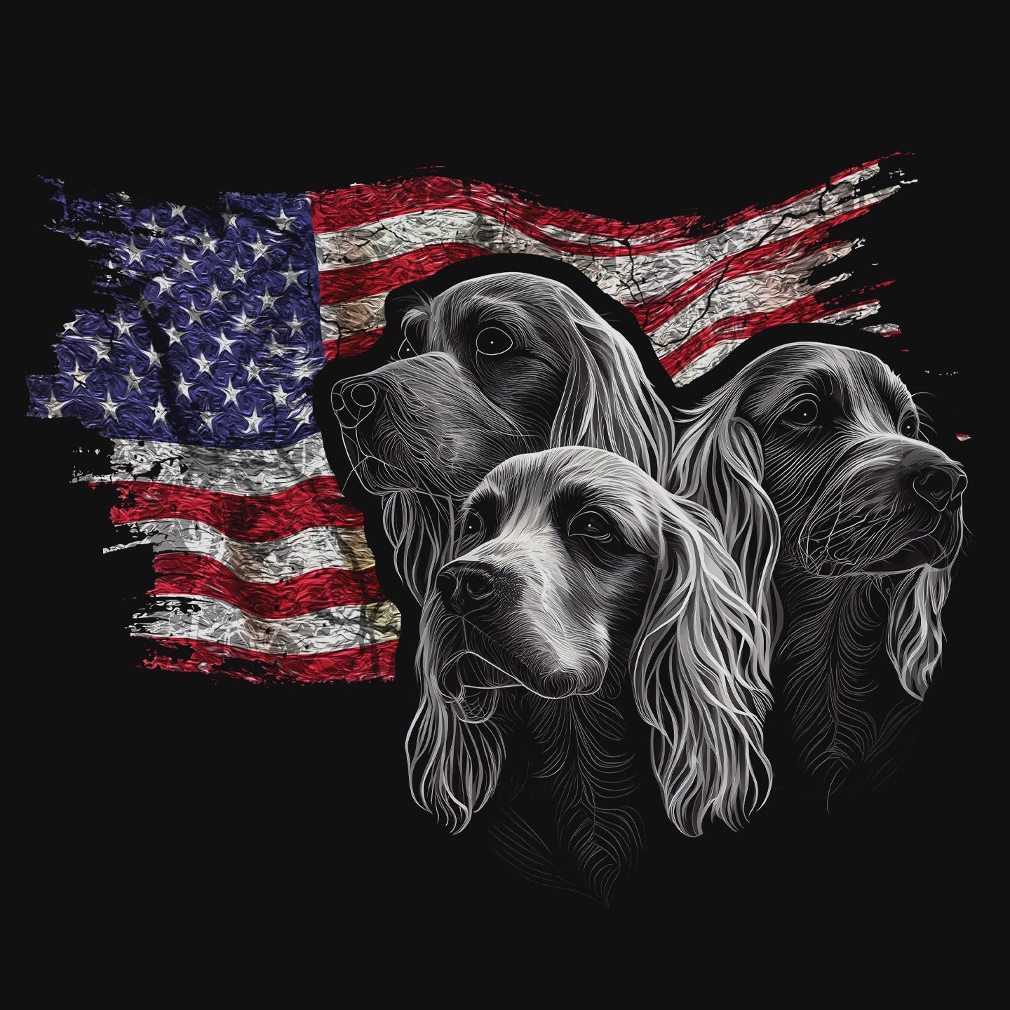 Patriotic American Water Spaniel American Flag - Women's V-Neck T-Shirt