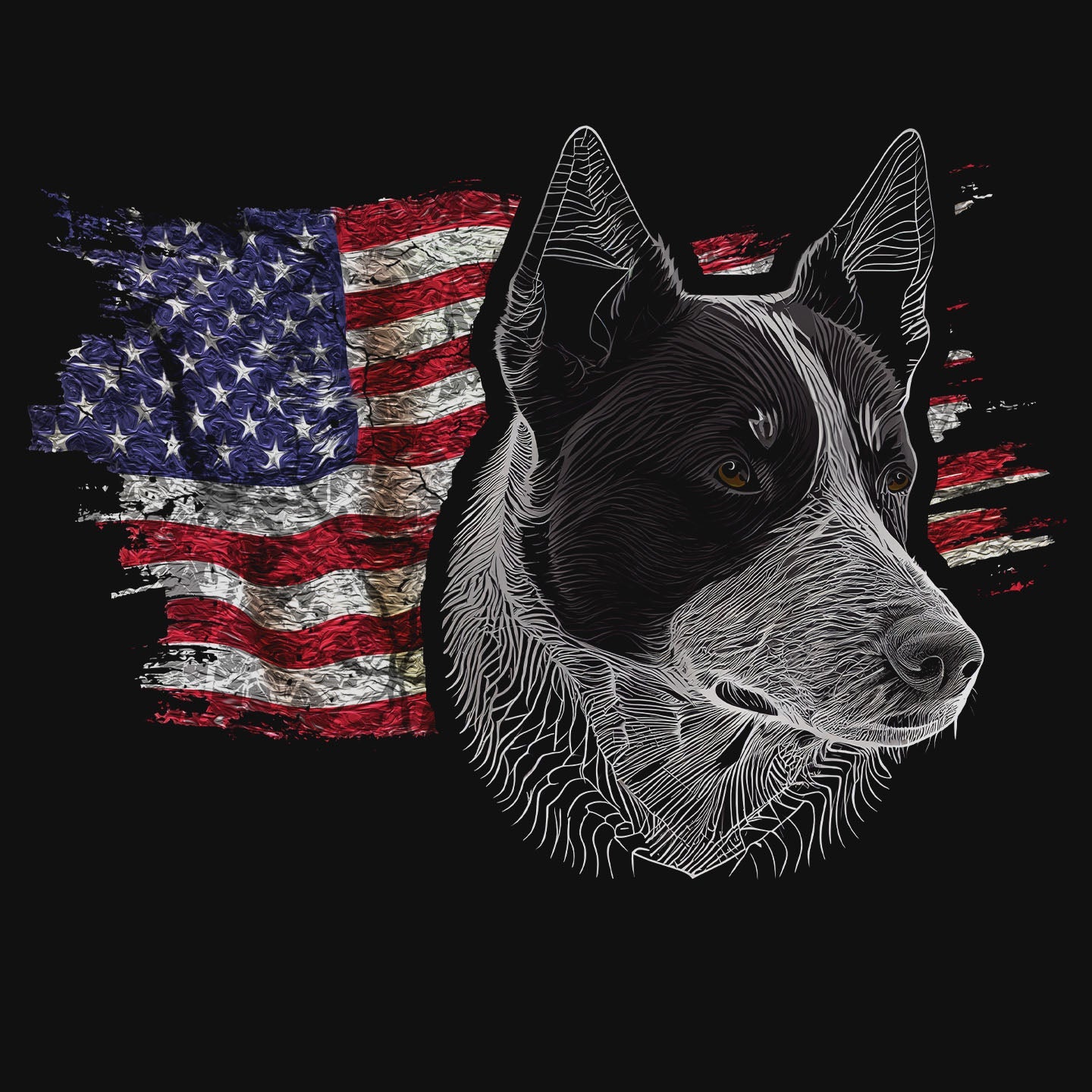 Patriotic Australian Cattle Dog American Flag - Adult Unisex T-Shirt