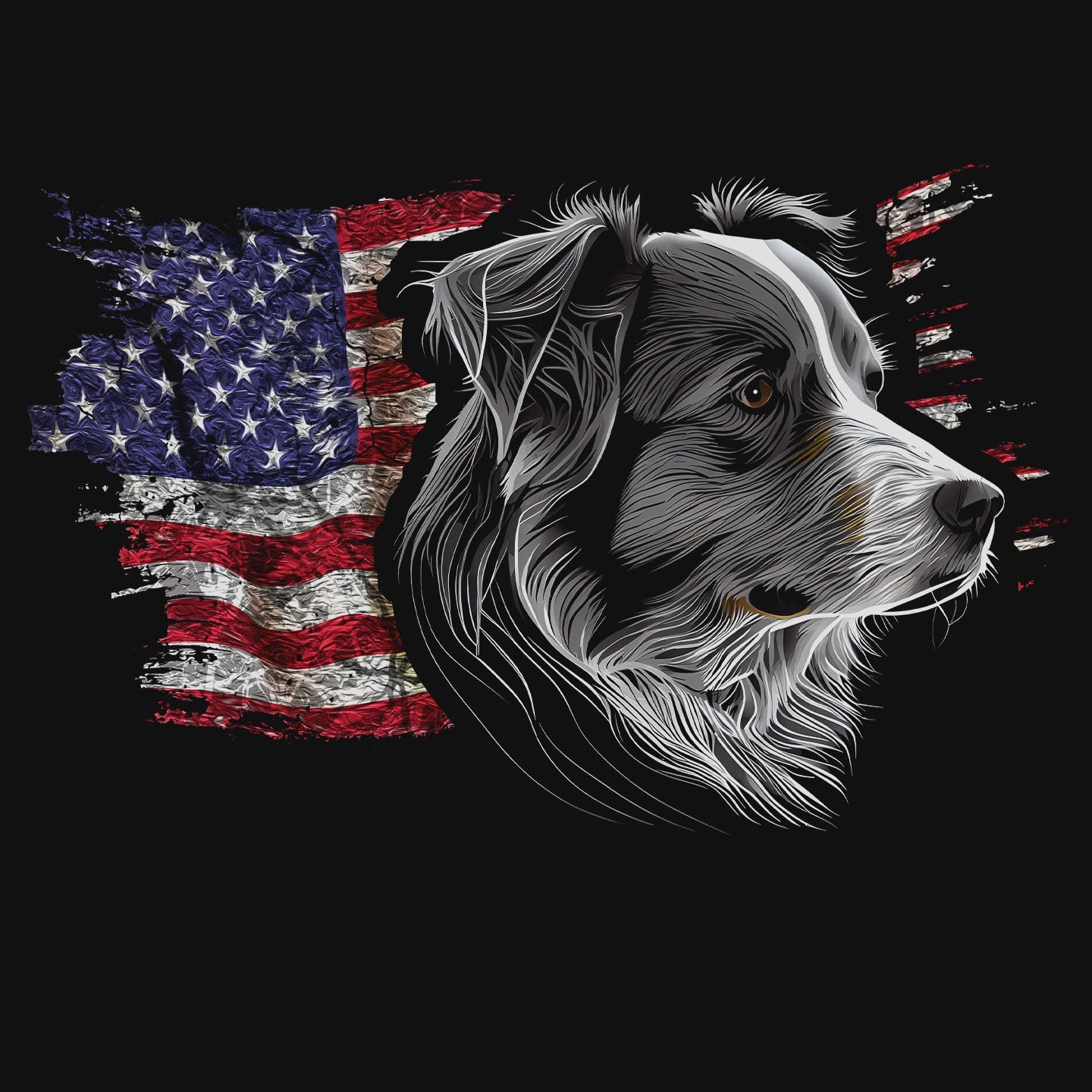 Patriotic Australian Shepherd American Flag - Adult Unisex T-Shirt