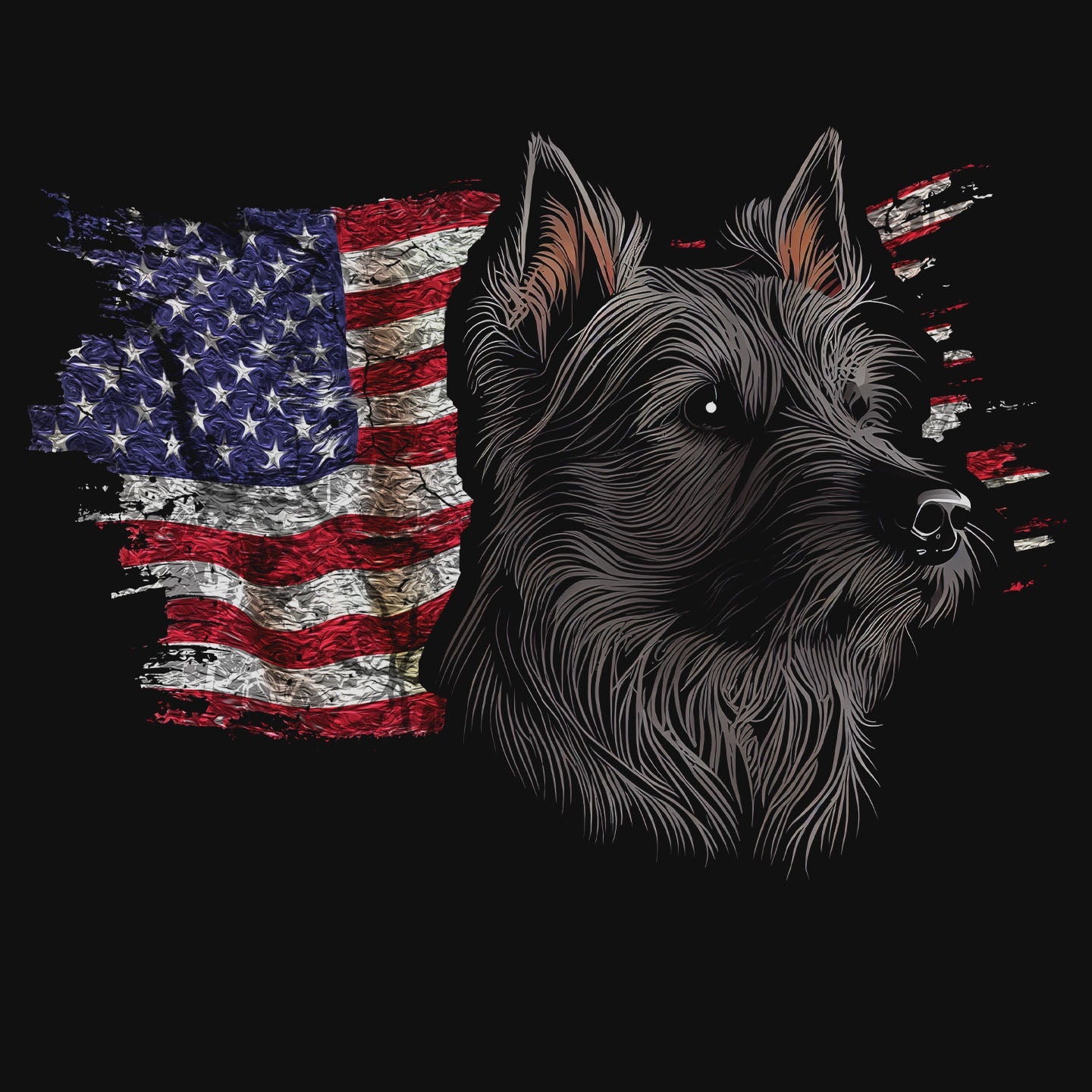 Patriotic Australian Terrier American Flag - Adult Unisex T-Shirt