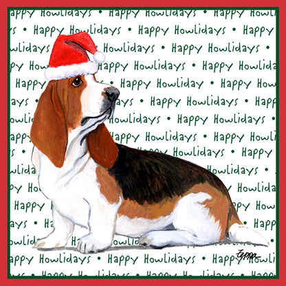 Basset Hound Happy Howlidays Text - Kids' Unisex T-Shirt