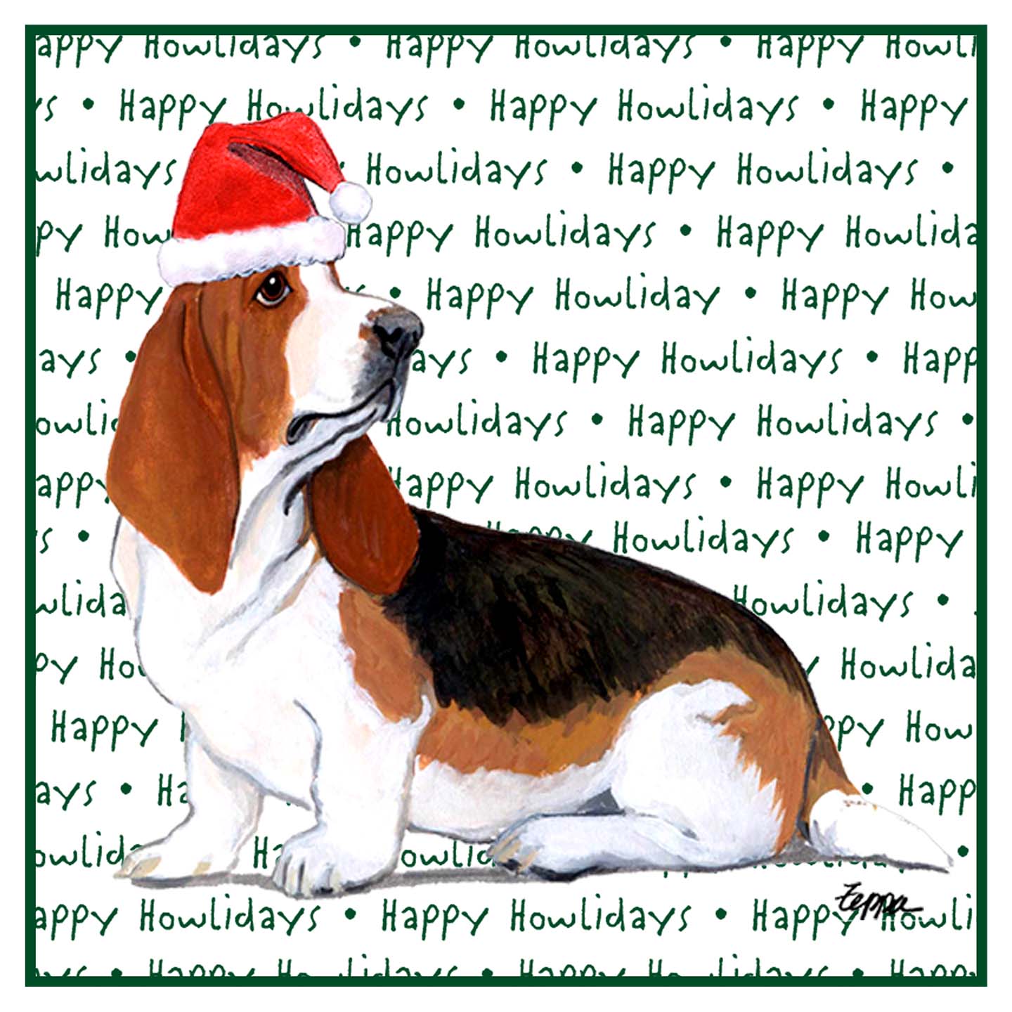Basset Hound Happy Howlidays Text - Adult Unisex Hoodie Sweatshirt