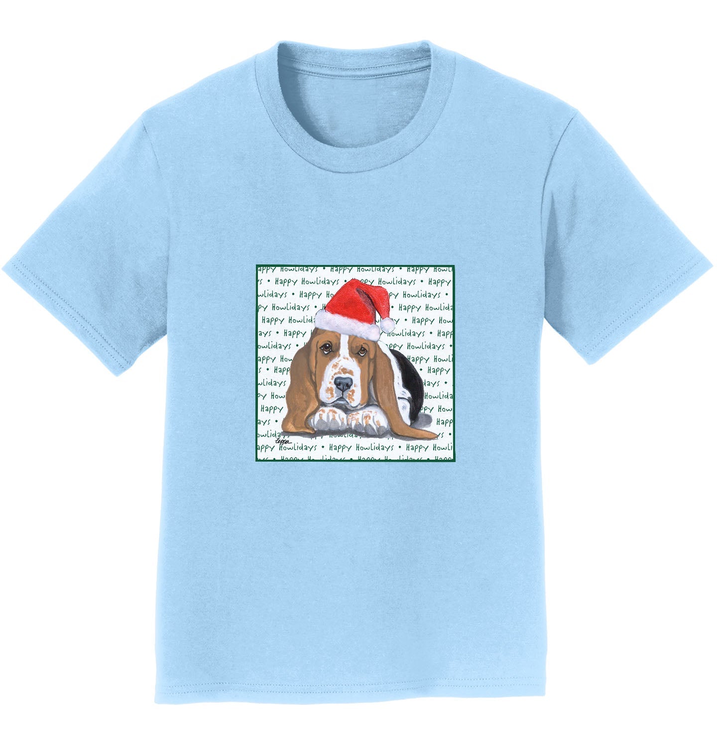 Basset Hound Puppy Happy Howlidays Text - Kids' Unisex T-Shirt