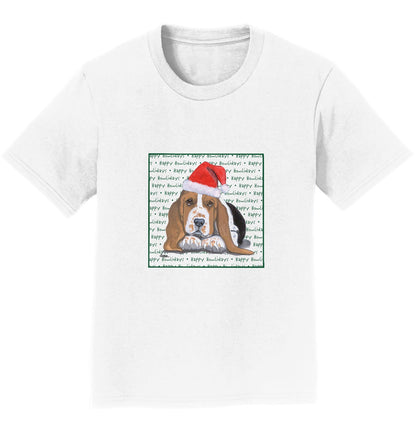 Basset Hound Puppy Happy Howlidays Text - Kids' Unisex T-Shirt