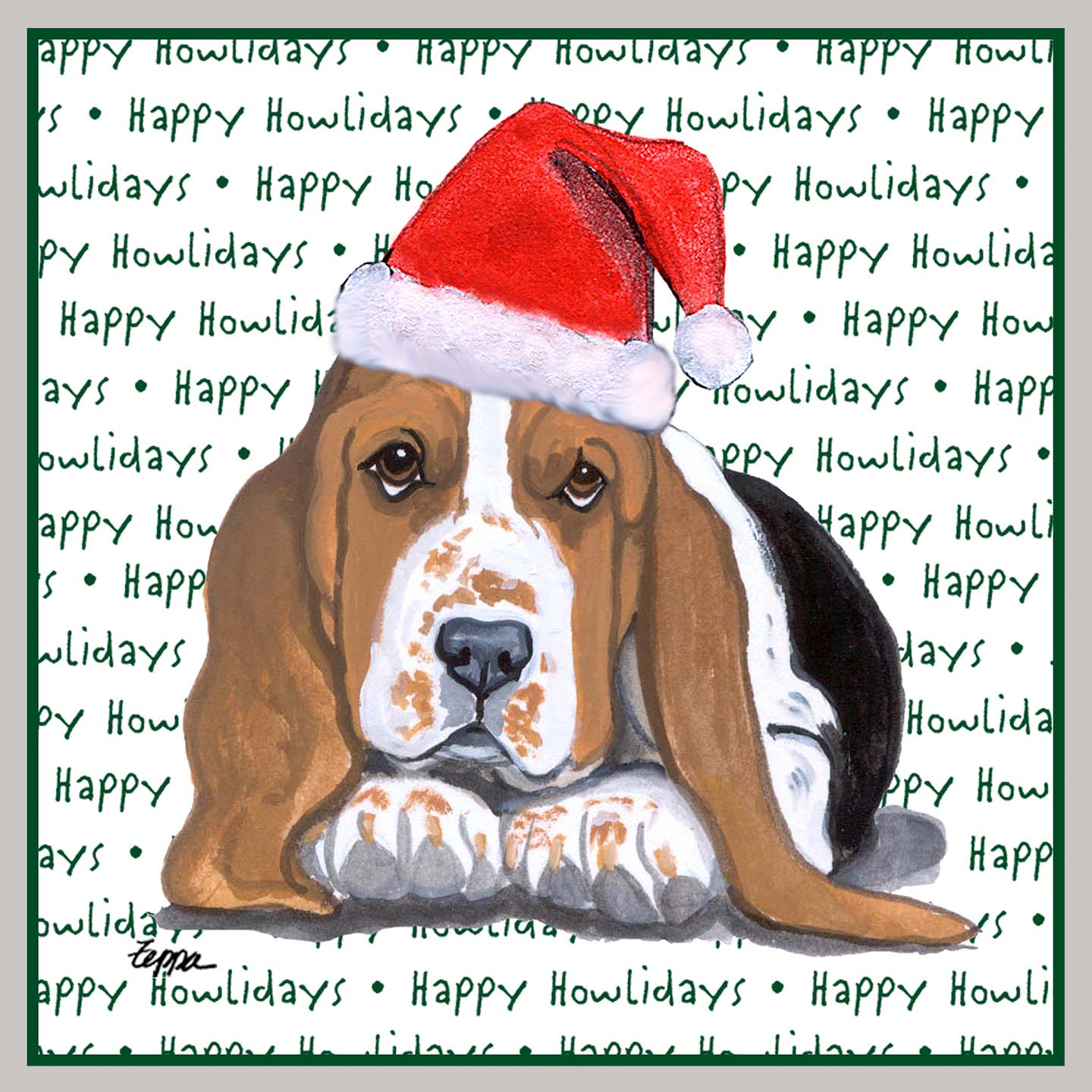 Basset Hound Puppy Happy Howlidays Text - Adult Unisex Crewneck Sweatshirt
