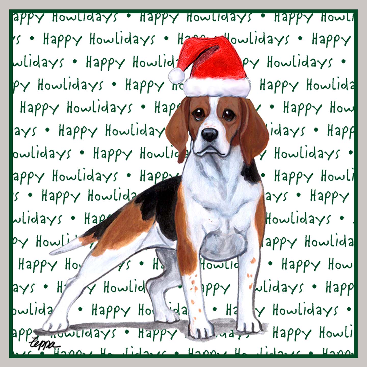Beagle Happy Howlidays Text - Women's V-Neck Long Sleeve T-Shirt
