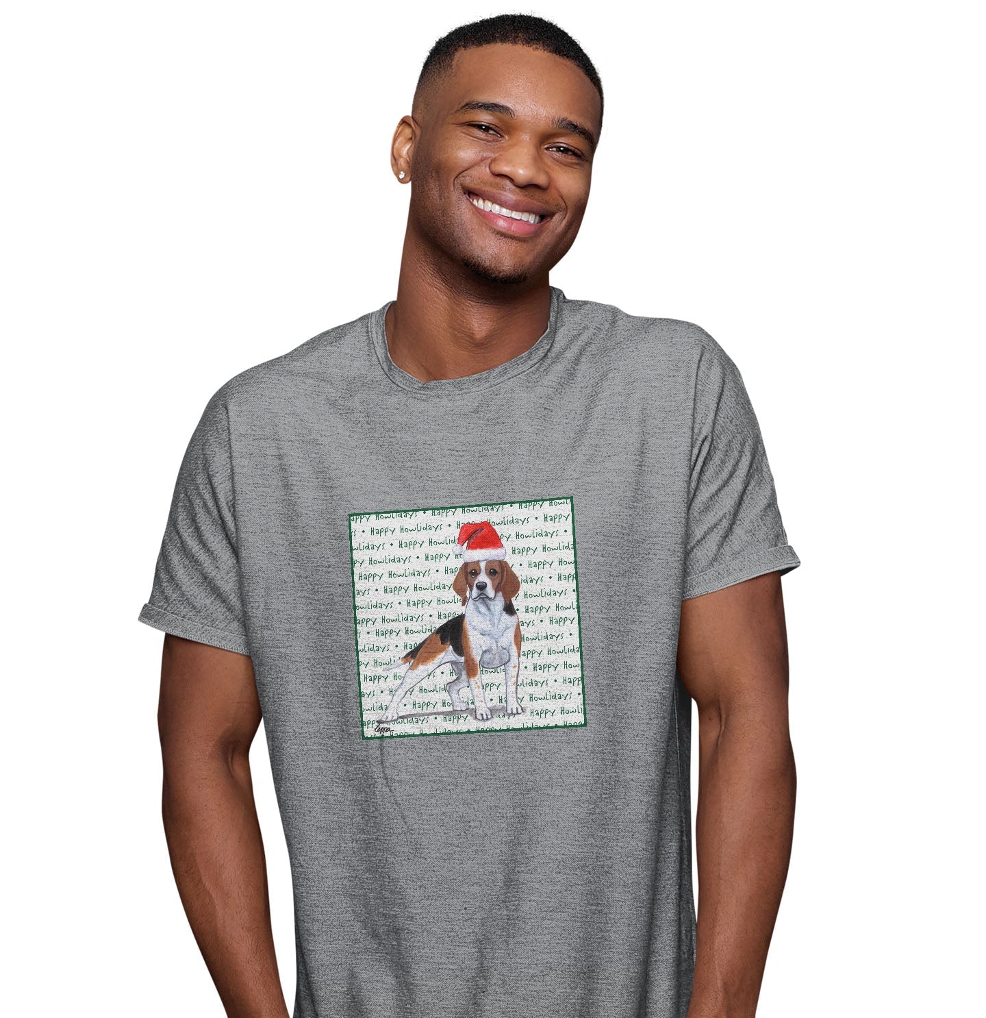 Beagle Happy Howlidays Text - Adult Unisex T-Shirt