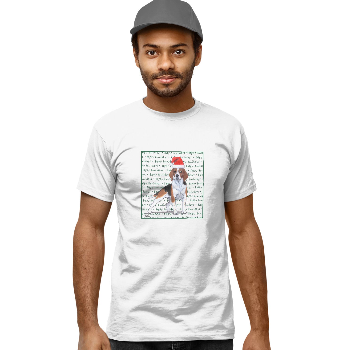 Beagle Happy Howlidays Text - Adult Unisex T-Shirt